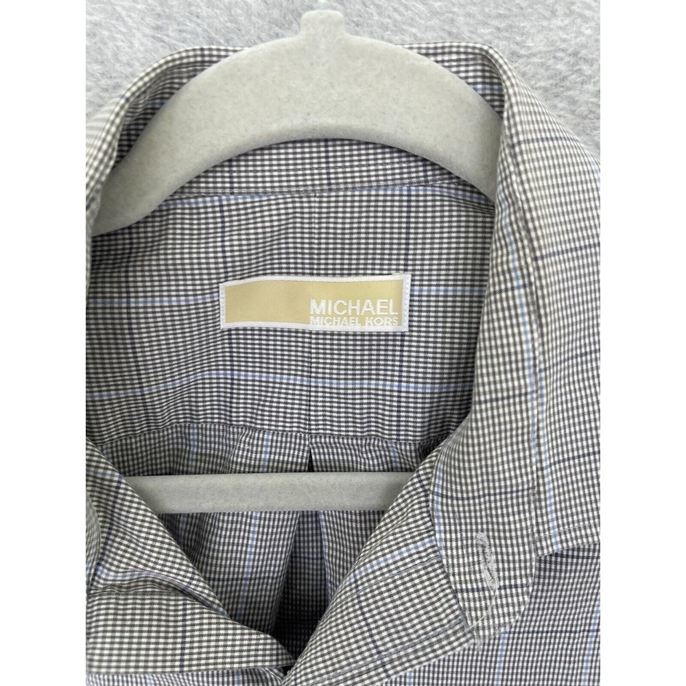 Michael Kors Men's Button Down Shirt Long Sleeve Size 16 1/2 Micro Check Cotton - Picture 11 of 12